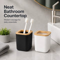 Porte-Brosses & Organisateur de Comptoir en Bambou – Salle de Bain Éco-Design