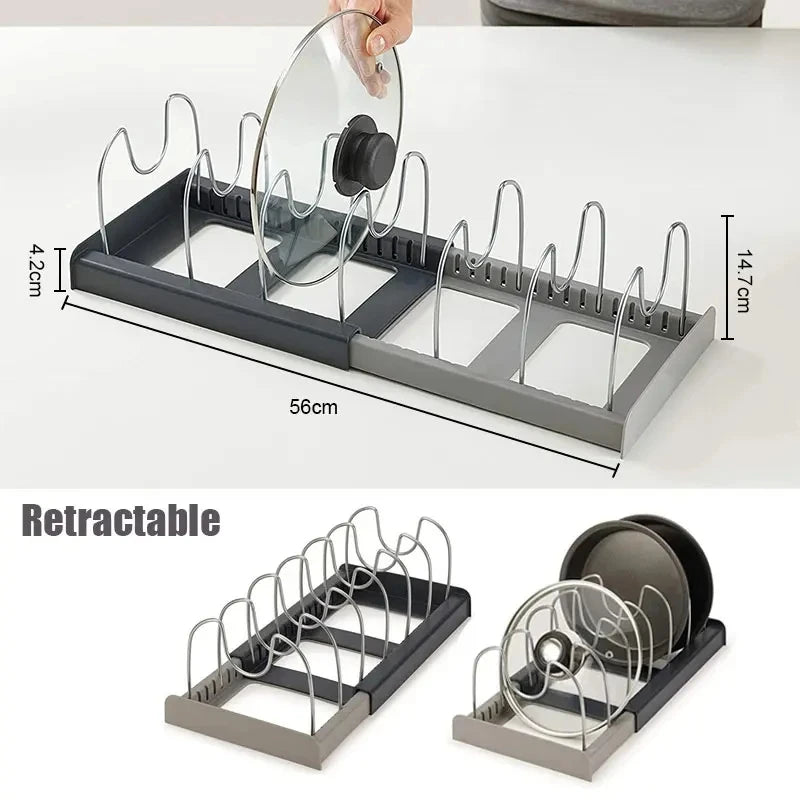 Range-Casseroles Extensible en Inox – Couvercles, Planches & Ustensiles