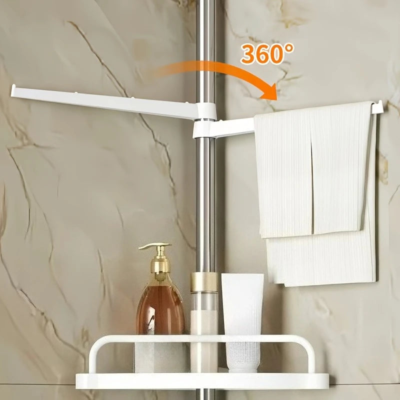 Étagère de Douche Télescopique Sans Perçage – Barre Rotative 360° & Égouttoir