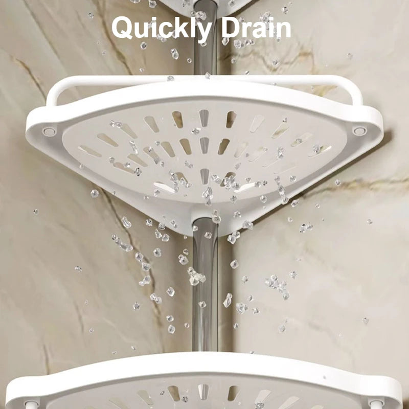 Étagère de Douche Télescopique Sans Perçage – Barre Rotative 360° & Égouttoir