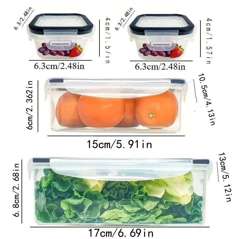 Boîtes Hermétiques Frigo – Lot de 8 (4 Boîtes + 4 Couvercles)