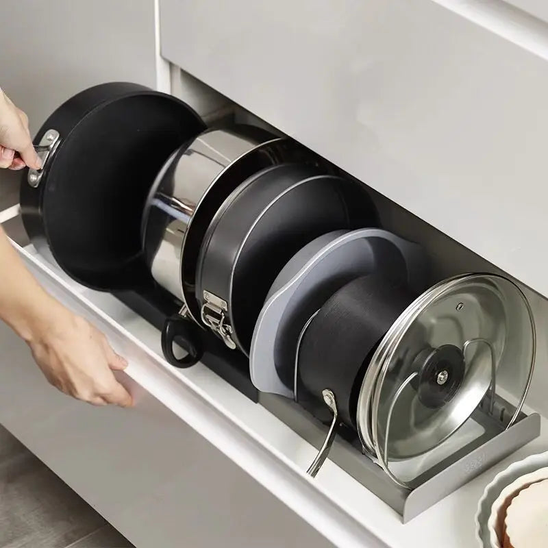 Range-Casseroles Extensible en Inox – Couvercles, Planches & Ustensiles