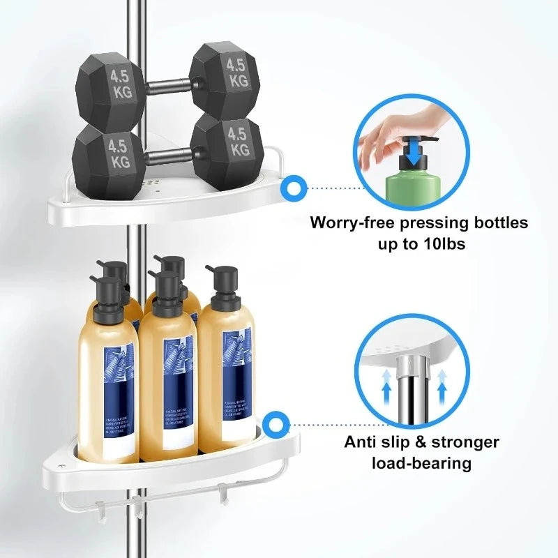 Étagère de Douche Télescopique Sans Perçage – Barre Rotative 360° & Égouttoir