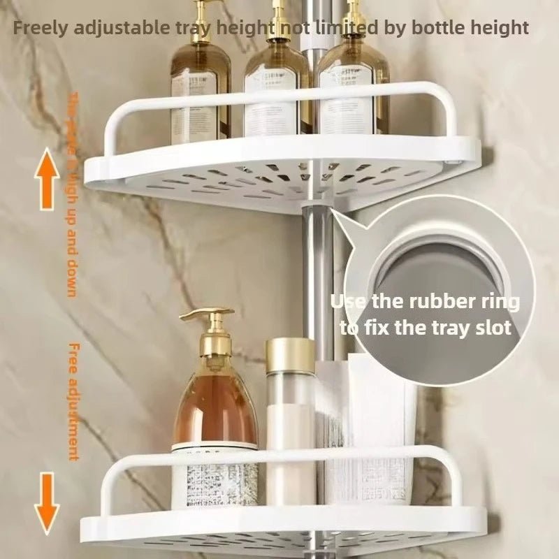 Étagère de Douche Télescopique Sans Perçage – Barre Rotative 360° & Égouttoir