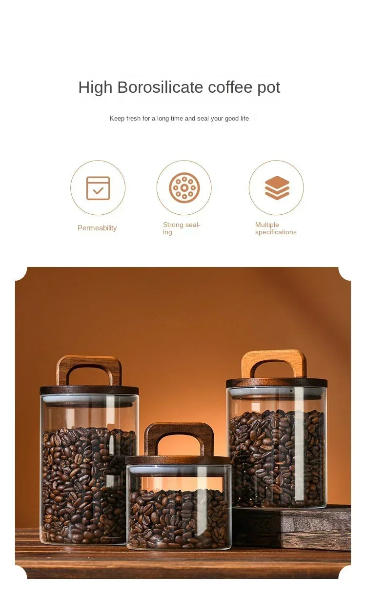 Bocaux en Verre Hermétiques Couvercle Bois – Café, Céréales & Garde-Manger