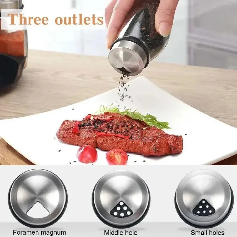 Set 7 Bocaux À Épices en Verre avec Tourniquet – Sel, Poivre & Condiments