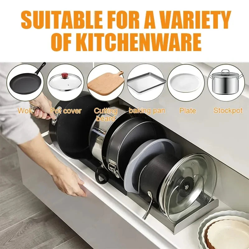 Range-Casseroles Extensible en Inox – Couvercles, Planches & Ustensiles