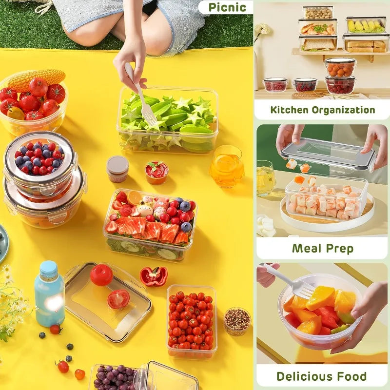 Boîtes Hermétiques Frigo – Lot de 8 (4 Boîtes + 4 Couvercles)