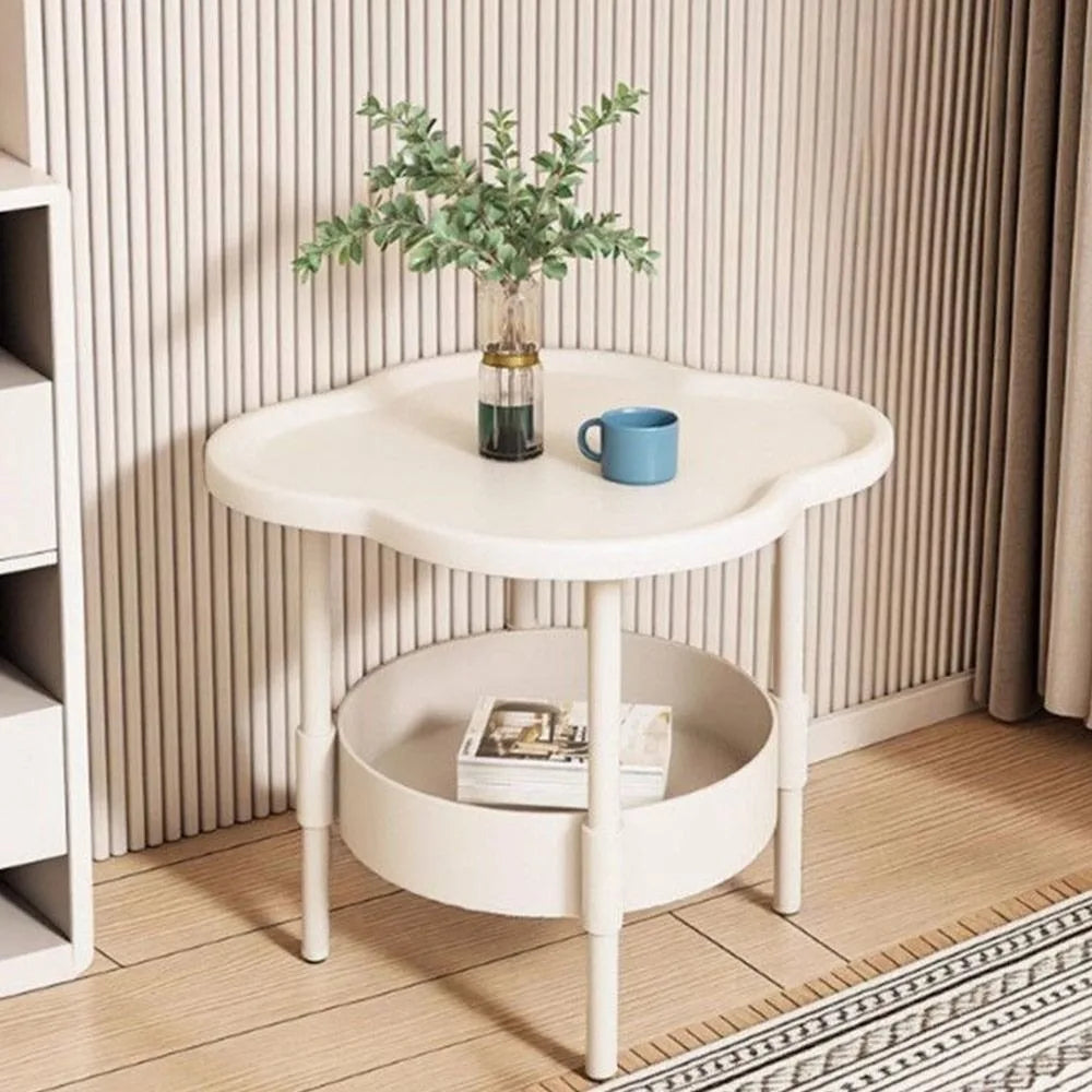Table d'appoint double plateau - blanc crème