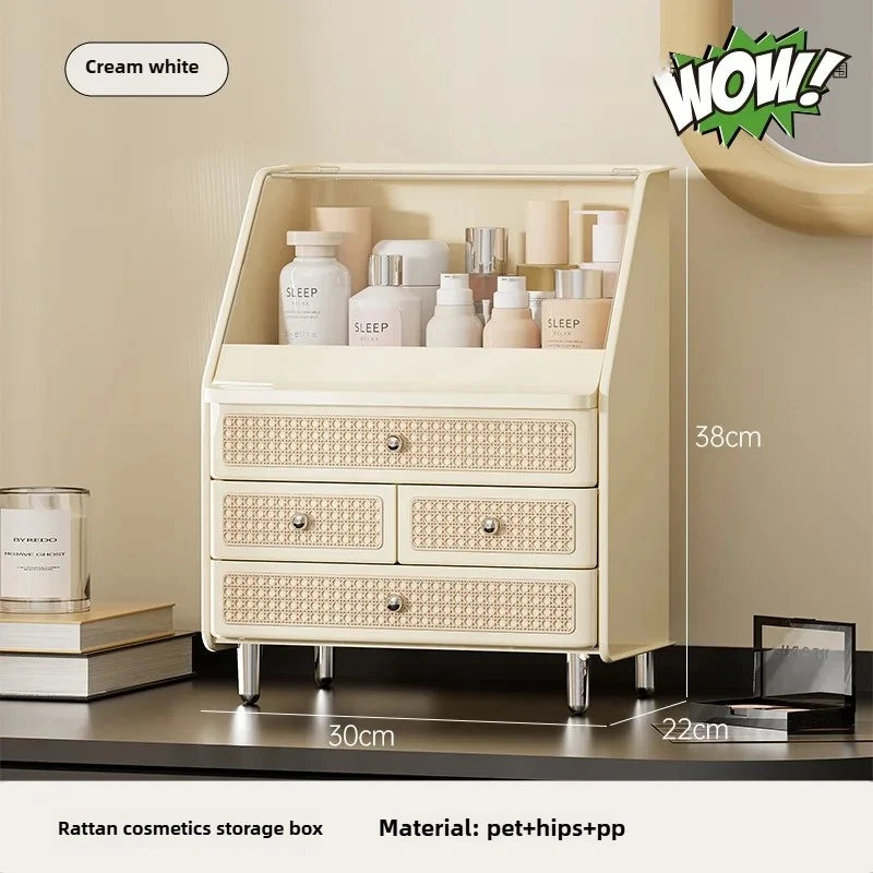 Organisateur Maquillage Acrylique 6 Tiroirs avec Miroir – Rangement Cosmétique Anti-Poussière